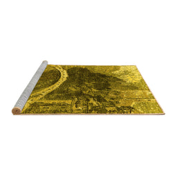 Sideview of Machine Washable Oriental Yellow Industrial Rug, wshurb2740yw