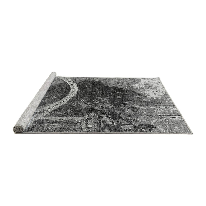Sideview of Machine Washable Oriental Gray Industrial Rug, wshurb2740gry
