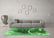 Machine Washable Oriental Emerald Green Industrial Area Rugs in a Living Room,, wshurb2740emgrn