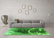 Machine Washable Oriental Green Industrial Area Rugs in a Living Room,, wshurb2740grn