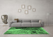 Machine Washable Oriental Emerald Green Industrial Area Rugs in a Living Room,, wshurb2741emgrn