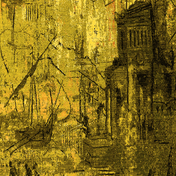 Machine Washable Oriental Yellow Industrial Rug, wshurb2741yw