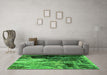 Machine Washable Oriental Green Industrial Area Rugs in a Living Room,, wshurb2741grn