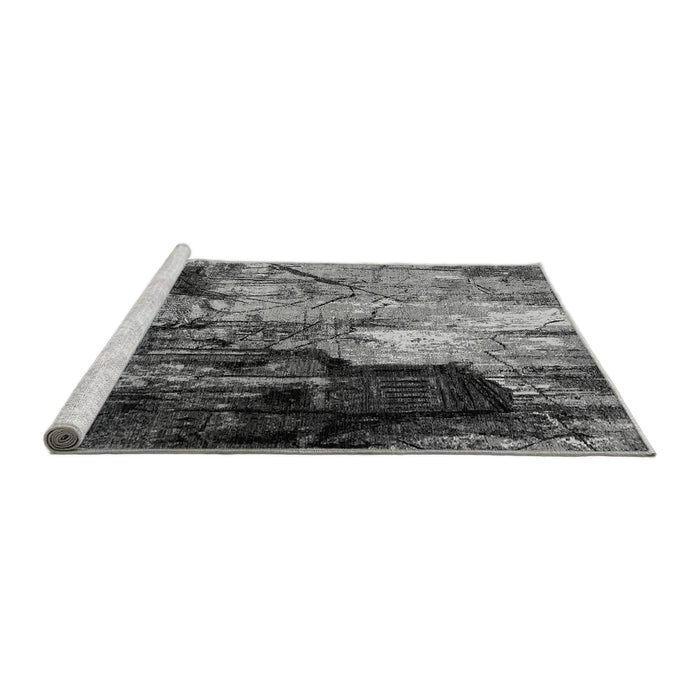 Sideview of Machine Washable Oriental Gray Industrial Rug, wshurb2741gry