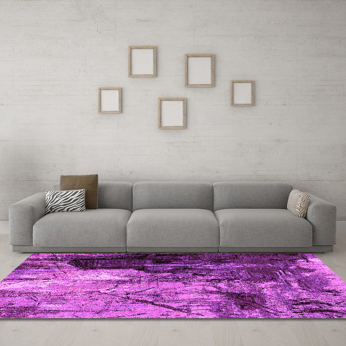 Machine Washable Oriental Pink Industrial Rug in a Living Room, wshurb2741pnk