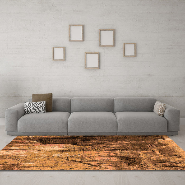 Machine Washable Oriental Orange Industrial Area Rugs in a Living Room, wshurb2741org