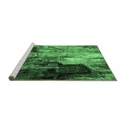 Sideview of Machine Washable Oriental Emerald Green Industrial Area Rugs, wshurb2741emgrn