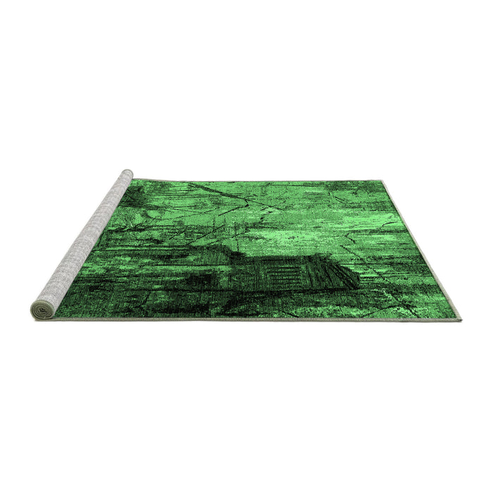 Sideview of Machine Washable Oriental Emerald Green Industrial Area Rugs, wshurb2741emgrn