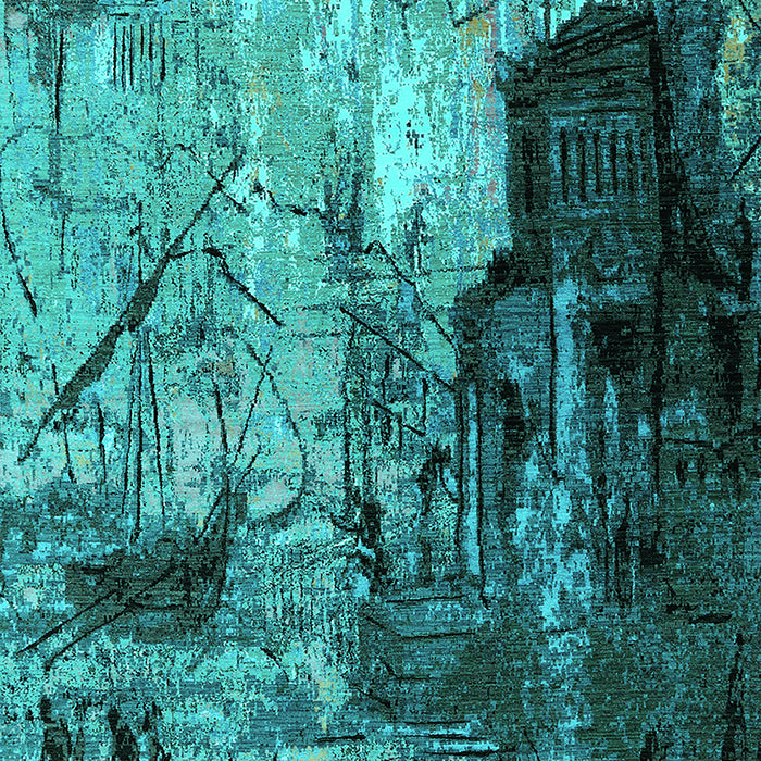 Oriental Turquoise Industrial Rug, urb2741turq