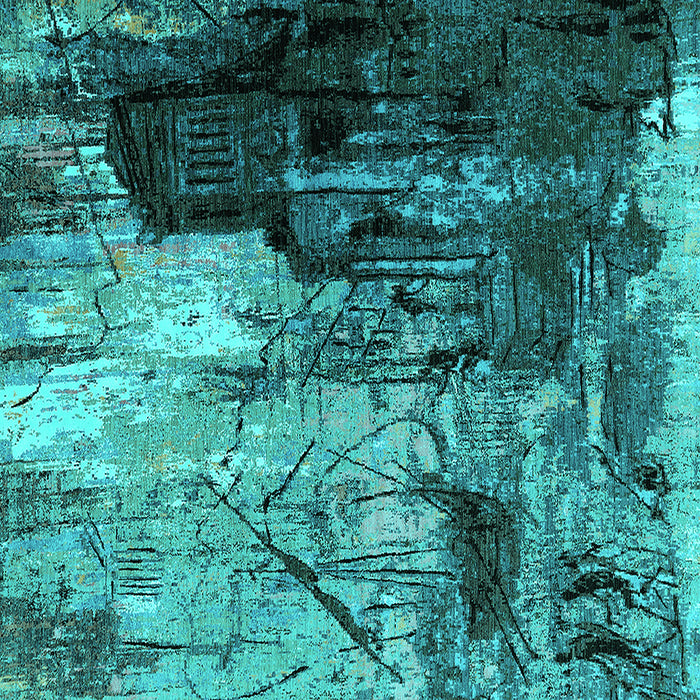 Square Oriental Turquoise Industrial Rug, urb2741turq