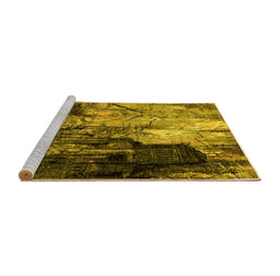 Sideview of Machine Washable Oriental Yellow Industrial Rug, wshurb2741yw