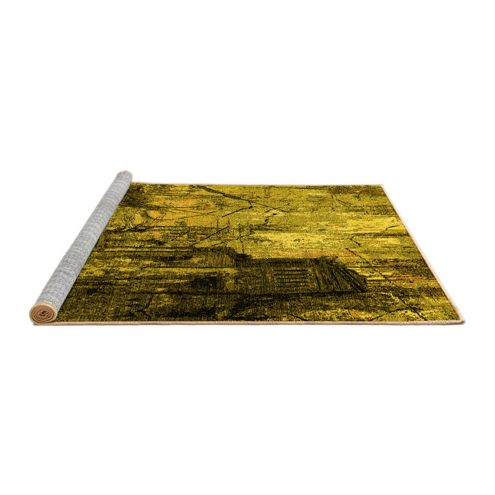 Sideview of Machine Washable Oriental Yellow Industrial Rug, wshurb2741yw