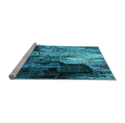 Sideview of Machine Washable Oriental Light Blue Industrial Rug, wshurb2741lblu