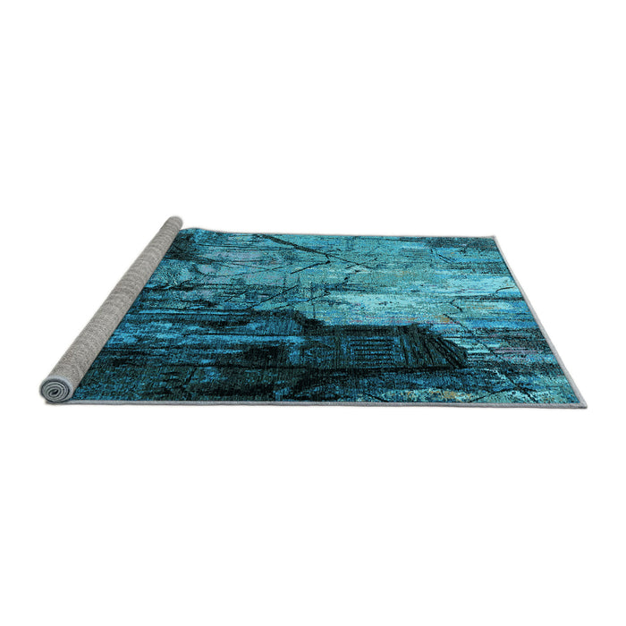 Sideview of Machine Washable Oriental Light Blue Industrial Rug, wshurb2741lblu