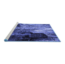Sideview of Machine Washable Oriental Blue Industrial Rug, wshurb2741blu