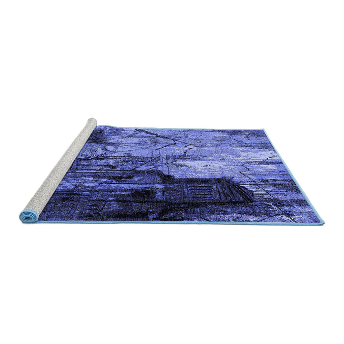 Sideview of Machine Washable Oriental Blue Industrial Rug, wshurb2741blu