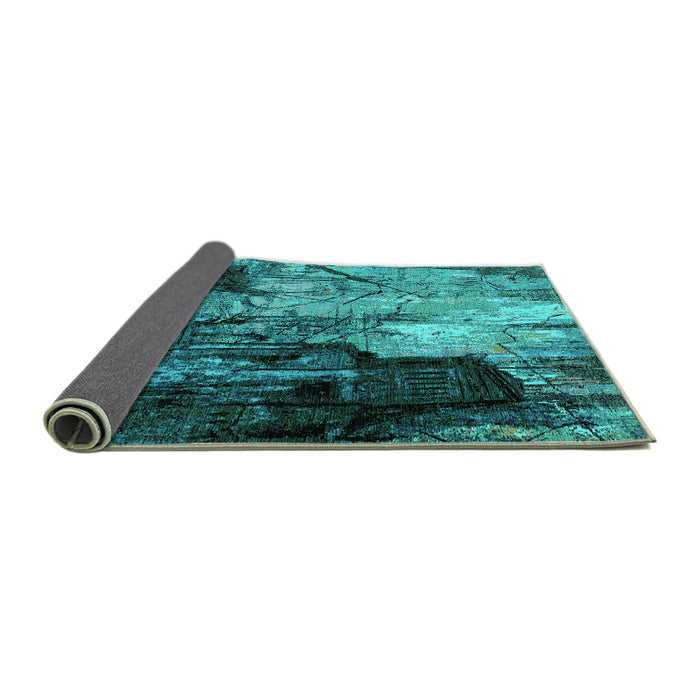 Sideview of Oriental Turquoise Industrial Rug, urb2741turq