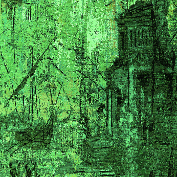 Machine Washable Oriental Green Industrial Area Rugs, wshurb2741grn