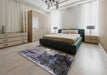 Mid-Century Modern Black Oriental Rug in a Bedroom, urb2741