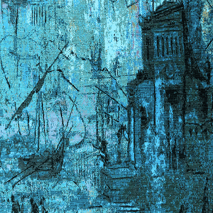 Machine Washable Oriental Light Blue Industrial Rug, wshurb2741lblu