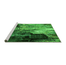 Sideview of Machine Washable Oriental Green Industrial Area Rugs, wshurb2741grn