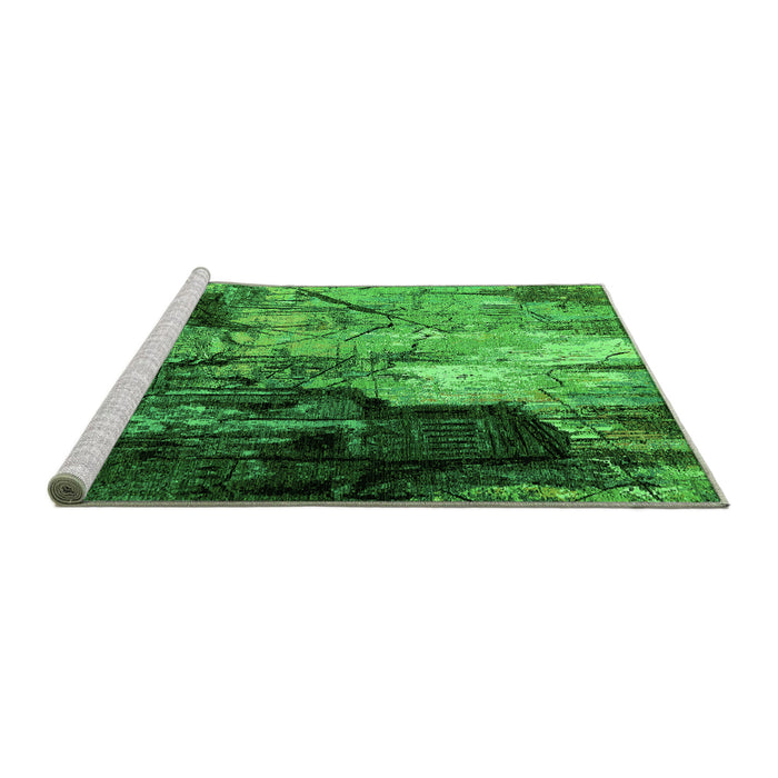 Sideview of Machine Washable Oriental Green Industrial Area Rugs, wshurb2741grn
