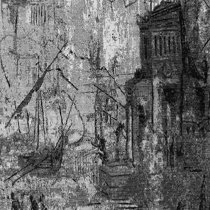 Machine Washable Oriental Gray Industrial Rug, wshurb2741gry