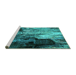 Sideview of Machine Washable Oriental Turquoise Industrial Area Rugs, wshurb2741turq