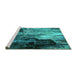Sideview of Machine Washable Oriental Turquoise Industrial Area Rugs, wshurb2741turq