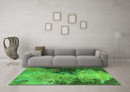 Machine Washable Oriental Green Industrial Area Rugs in a Living Room,, wshurb2742grn