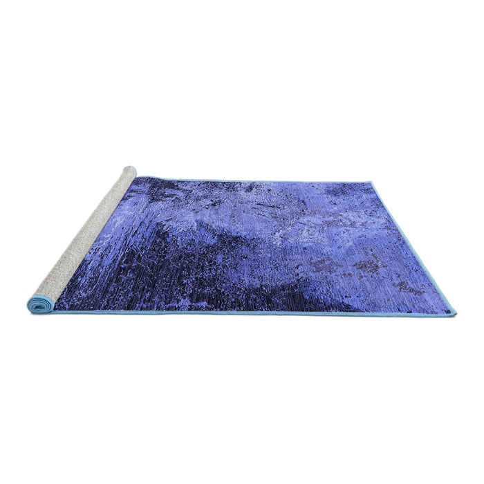 Sideview of Machine Washable Oriental Blue Industrial Rug, wshurb2742blu