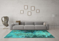 Machine Washable Oriental Turquoise Industrial Rug, wshurb2742turq