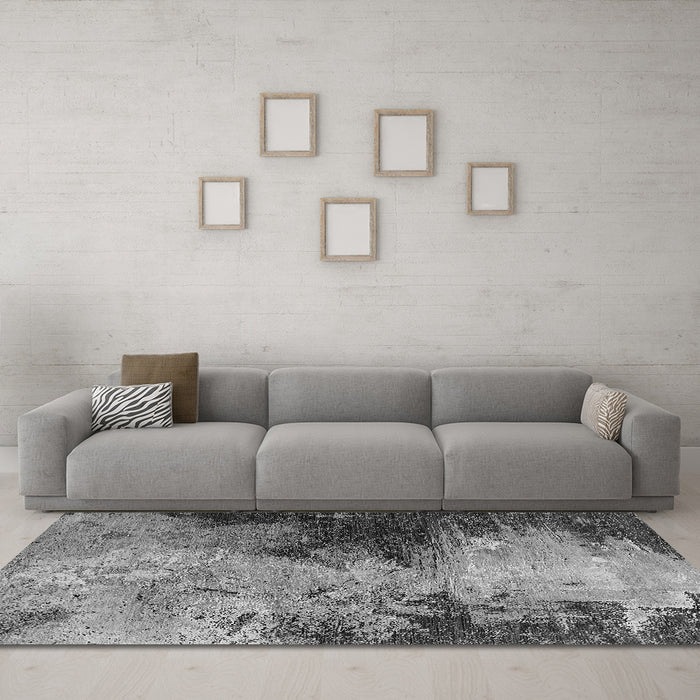 Machine Washable Oriental Gray Industrial Rug in a Living Room,, wshurb2742gry