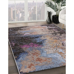 Mid-Century Modern Purple Oriental Rug in Family Room, urb2742