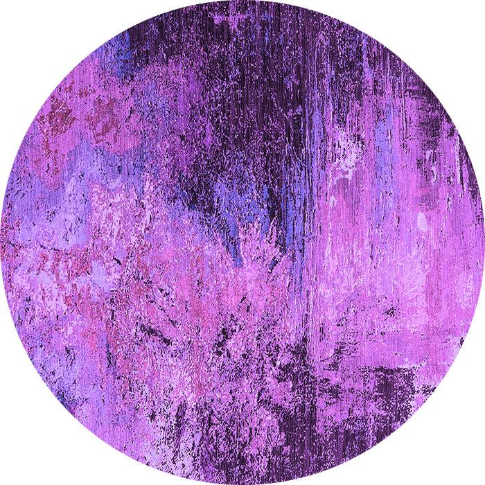Round Machine Washable Oriental Purple Industrial Area Rugs, wshurb2742pur