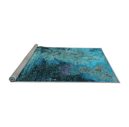 Sideview of Machine Washable Oriental Light Blue Industrial Rug, wshurb2742lblu