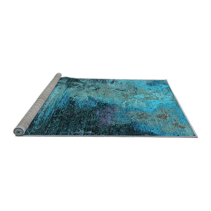 Sideview of Machine Washable Oriental Light Blue Industrial Rug, wshurb2742lblu