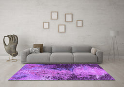 Machine Washable Oriental Purple Industrial Area Rugs in a Living Room, wshurb2742pur