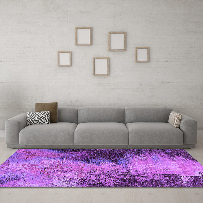 Machine Washable Oriental Purple Industrial Area Rugs in a Living Room, wshurb2742pur