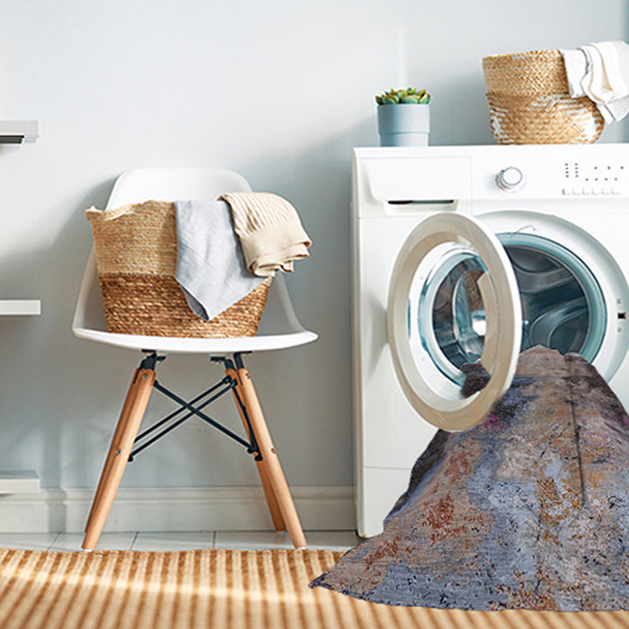 Machine Washable Industrial Modern Purple Rug in a Washing Machine, wshurb2742