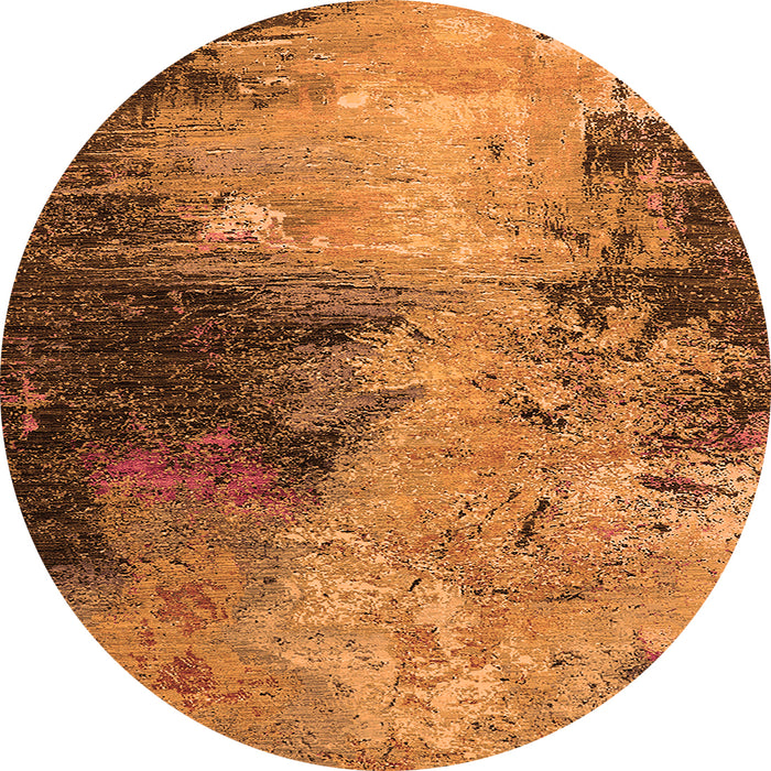 Round Oriental Orange Industrial Rug, urb2742org