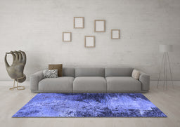 Machine Washable Oriental Blue Industrial Rug in a Living Room, wshurb2742blu