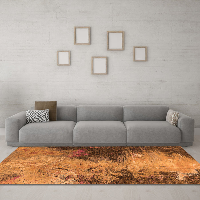 Machine Washable Oriental Orange Industrial Area Rugs in a Living Room, wshurb2742org