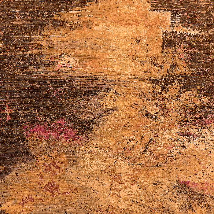 Square Machine Washable Oriental Orange Industrial Area Rugs, wshurb2742org