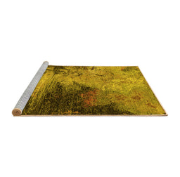 Sideview of Machine Washable Oriental Yellow Industrial Rug, wshurb2742yw