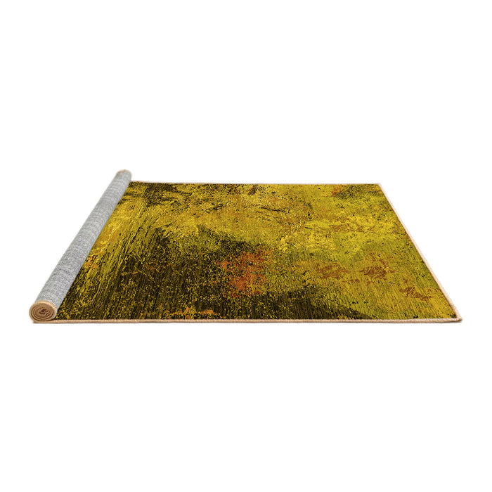 Sideview of Machine Washable Oriental Yellow Industrial Rug, wshurb2742yw