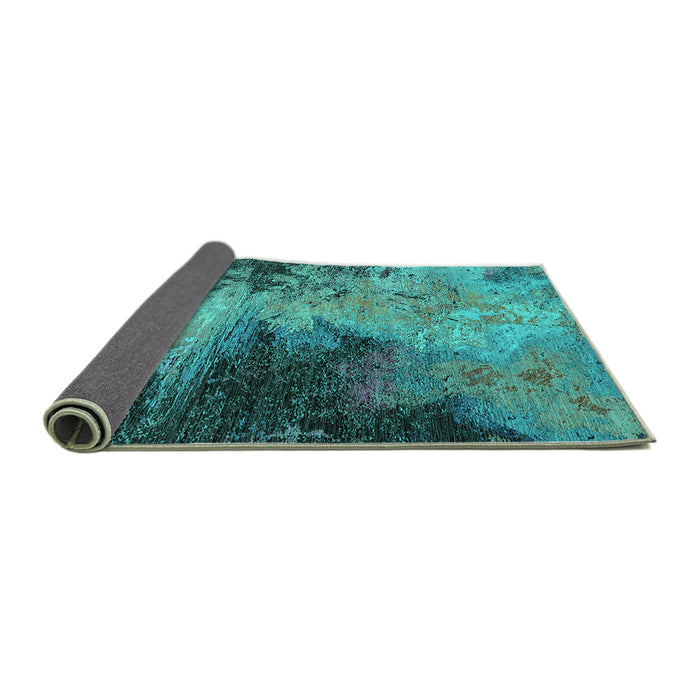 Sideview of Oriental Turquoise Industrial Rug, urb2742turq