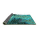 Sideview of Oriental Turquoise Industrial Rug, urb2742turq