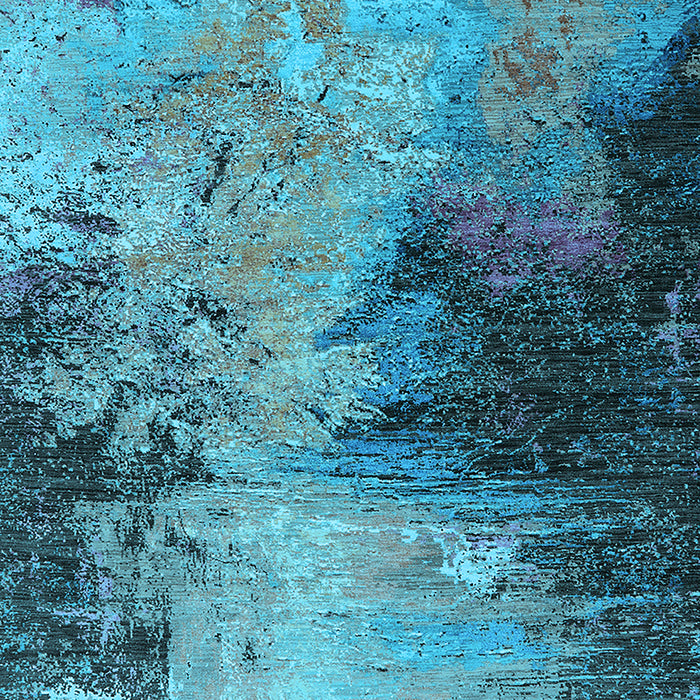 Machine Washable Oriental Light Blue Industrial Rug, wshurb2742lblu