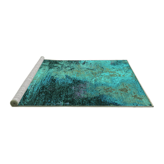 Sideview of Machine Washable Oriental Turquoise Industrial Area Rugs, wshurb2742turq
